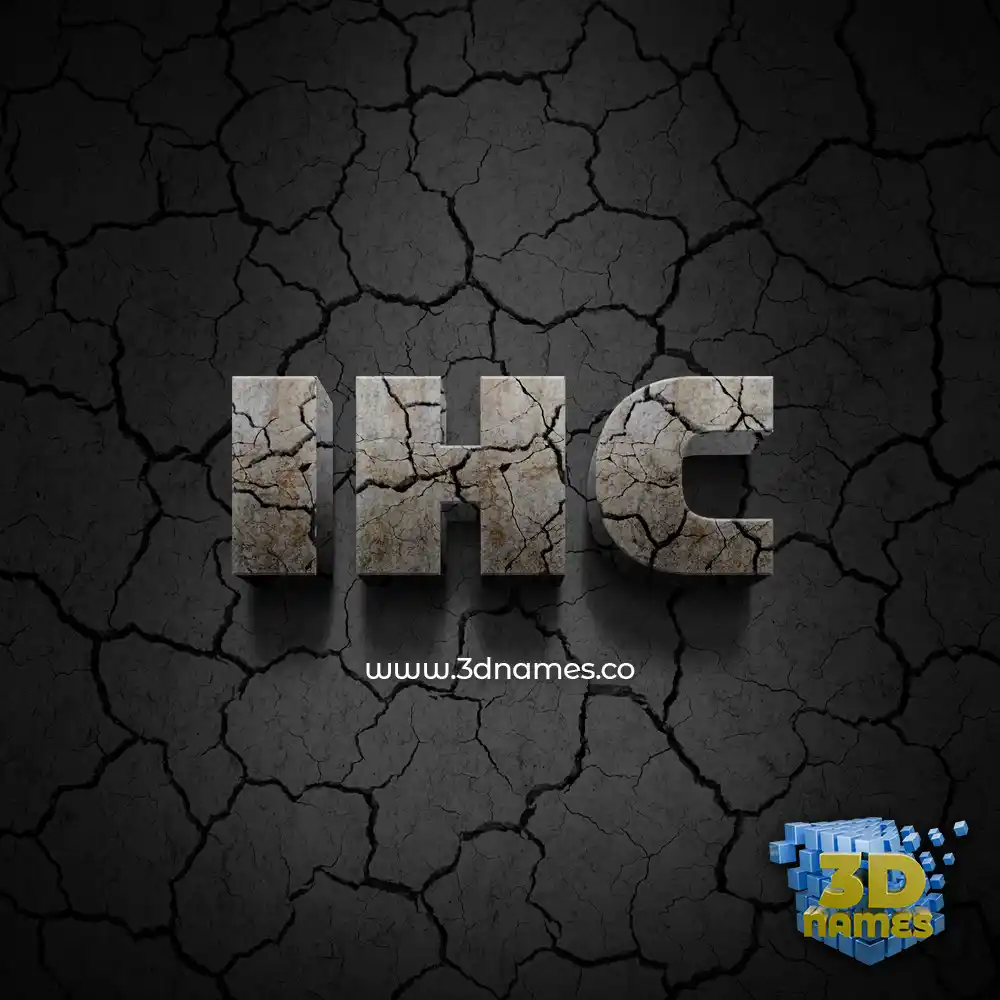 ihc in Cracked Stone style - 3D name wallpaper