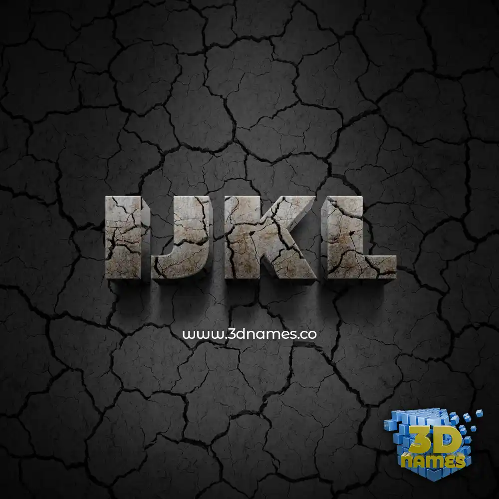 ijkl in Cracked Stone style - 3D name wallpaper