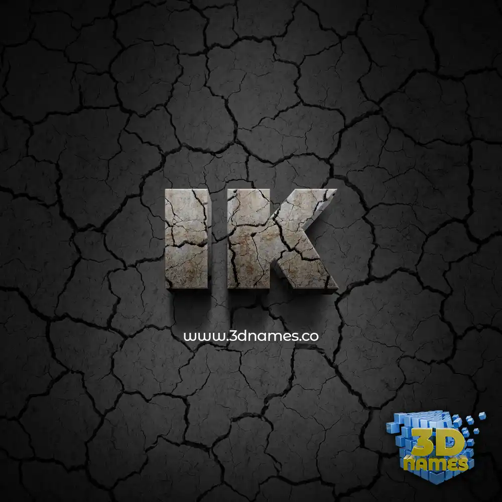 ik in Cracked Stone style - 3D name wallpaper