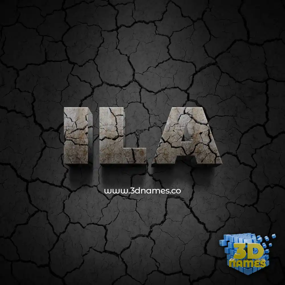 ila in Cracked Stone style - 3D name wallpaper