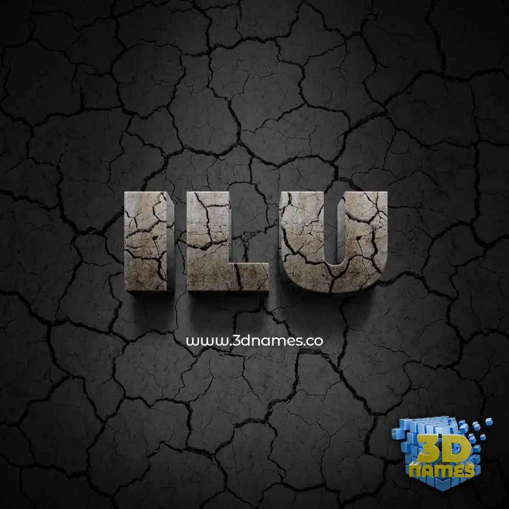 ilu in Cracked Stone style - 3D name wallpaper