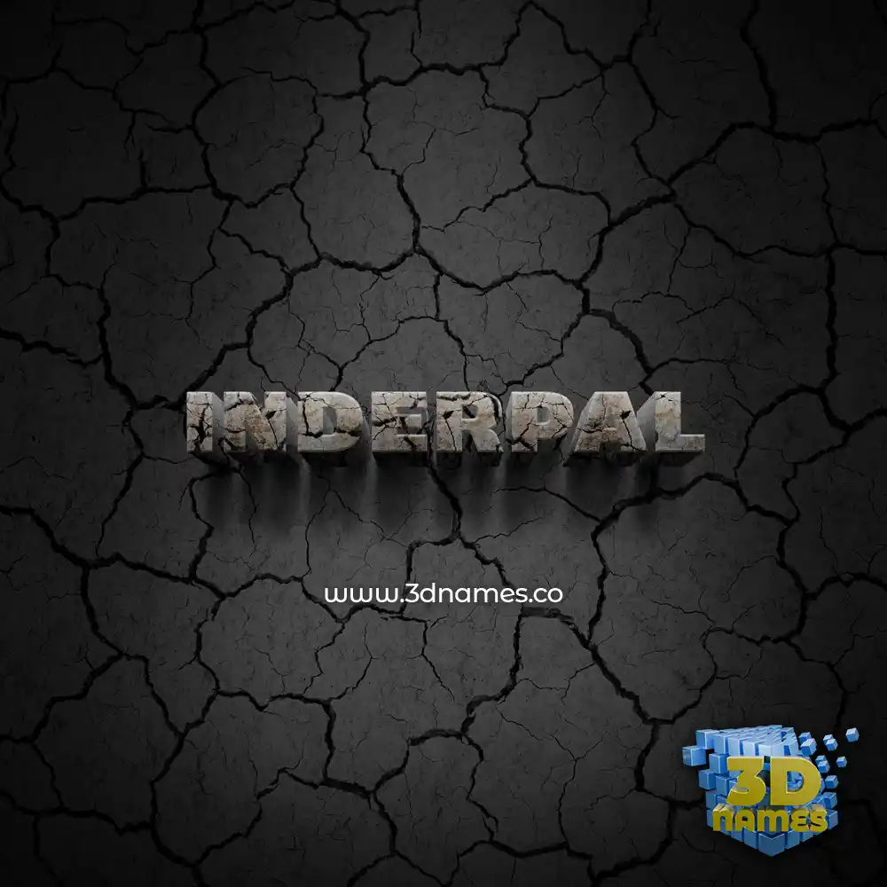 inderpal in Cracked Stone style - 3D name wallpaper
