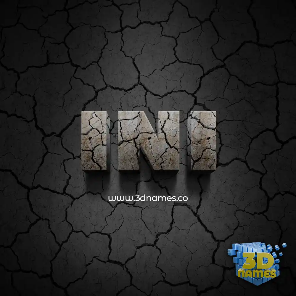 ini in Cracked Stone style - 3D name wallpaper