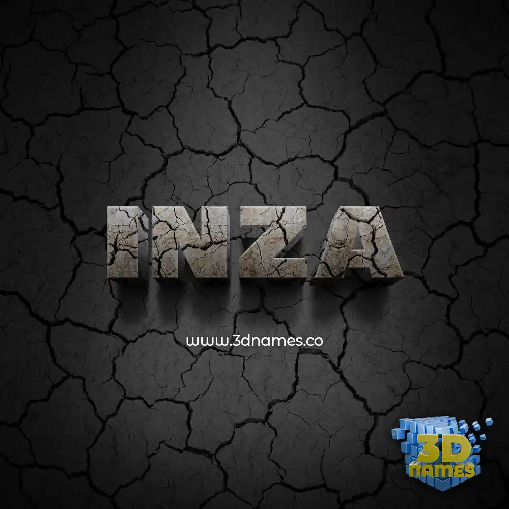 inza in Cracked Stone style - 3D name wallpaper