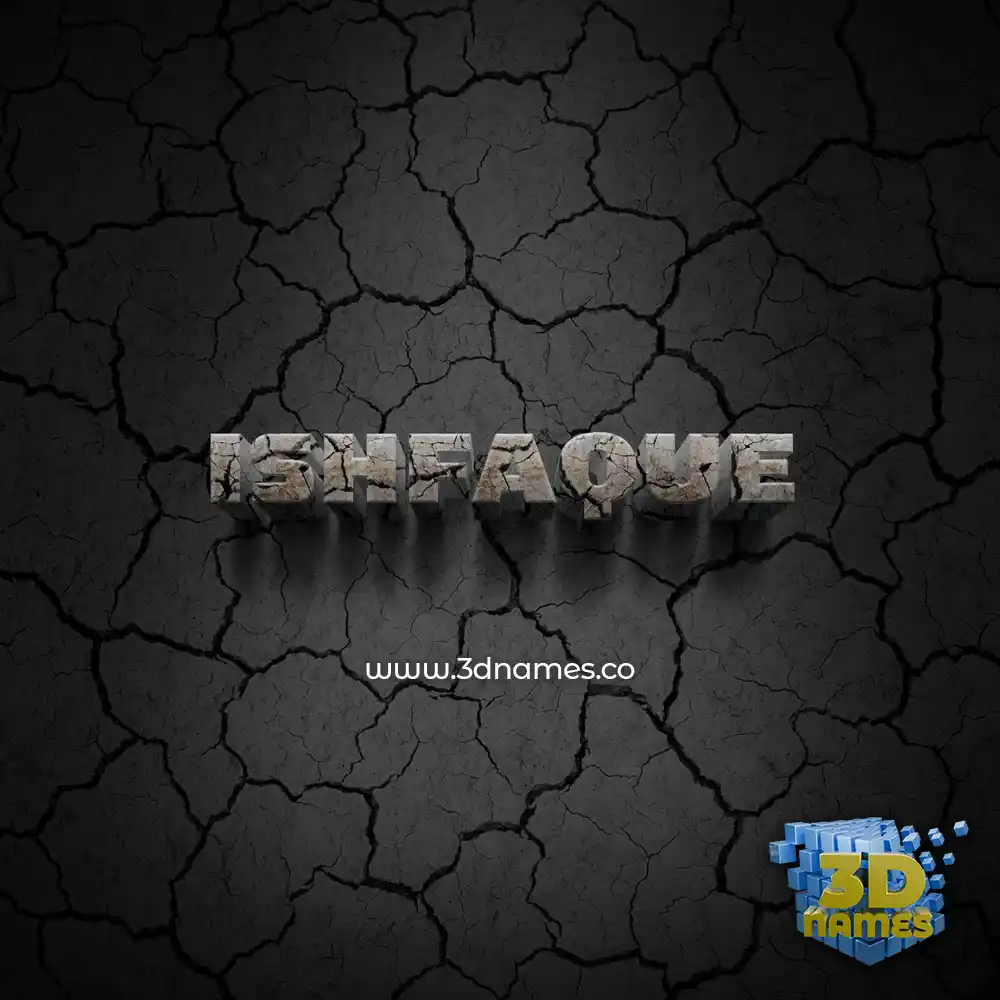 ishfaque in Cracked Stone style - 3D name wallpaper