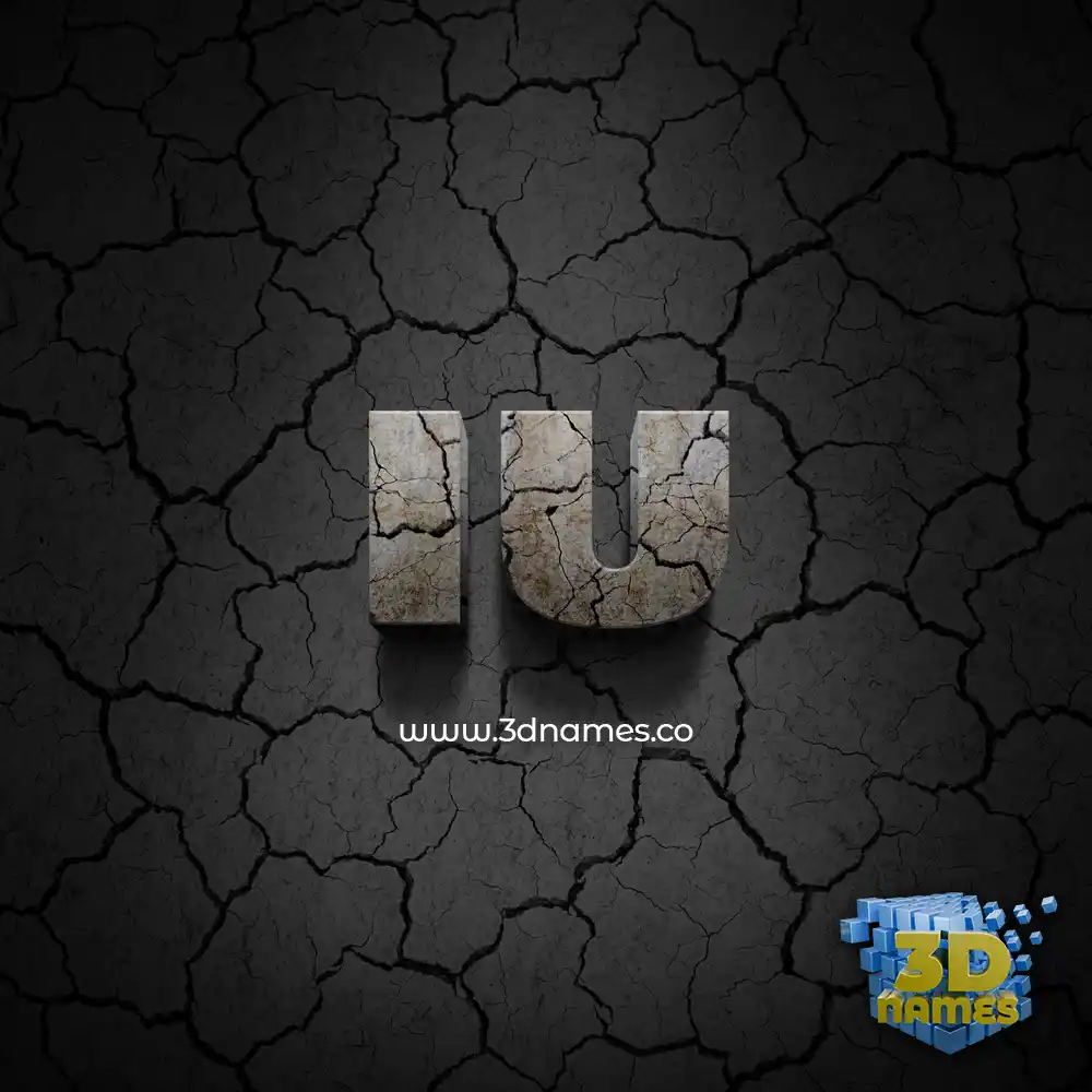 iu in Cracked Stone style - 3D name wallpaper