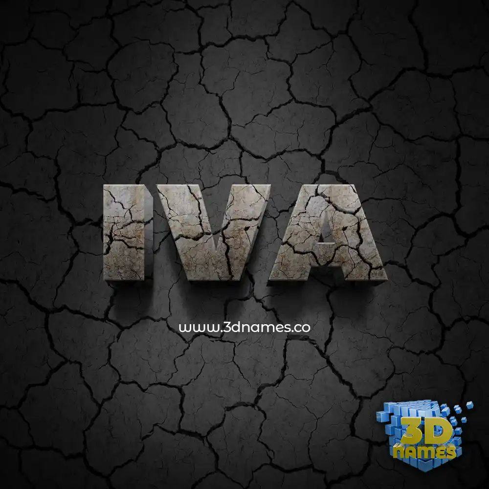 iva in Cracked Stone style - 3D name wallpaper