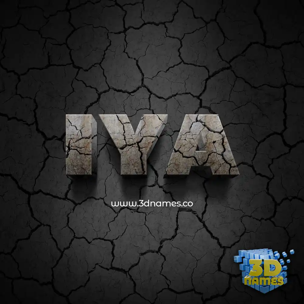 iya in Cracked Stone style - 3D name wallpaper