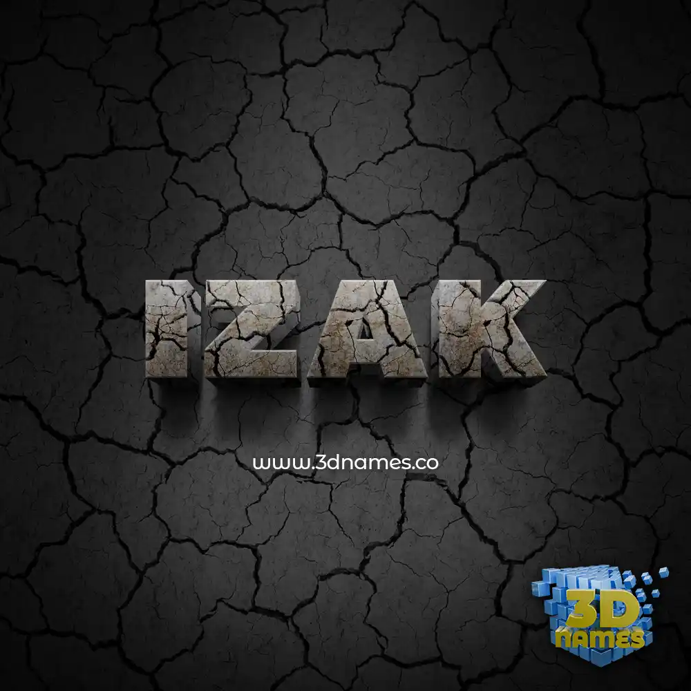izak in Cracked Stone style - 3D name wallpaper