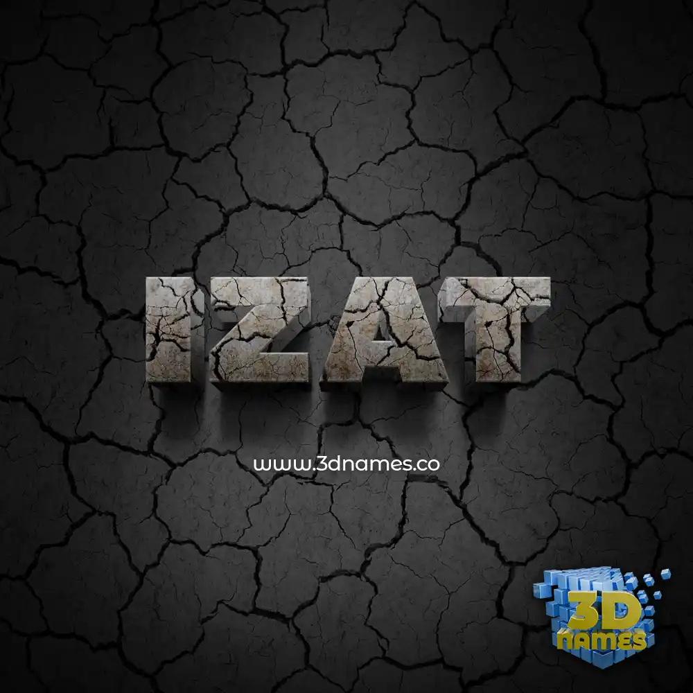 izat in Cracked Stone style - 3D name wallpaper