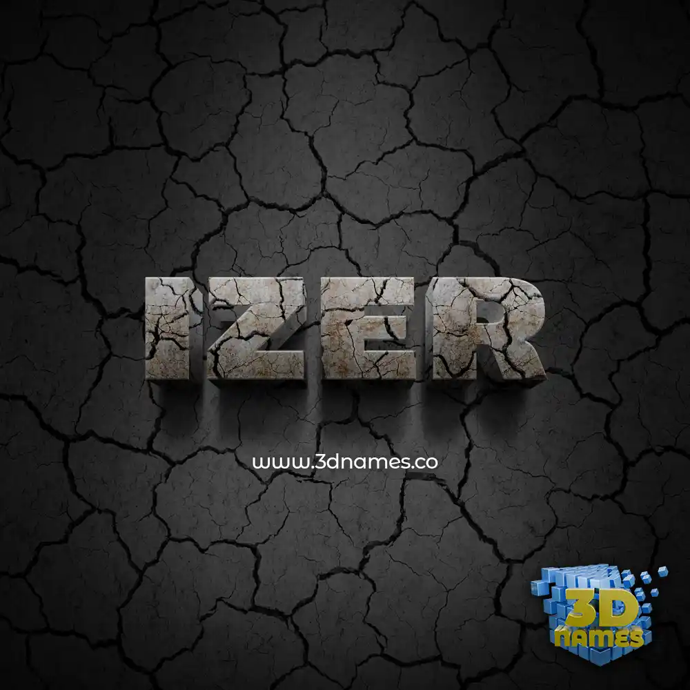 izer in Cracked Stone style - 3D name wallpaper