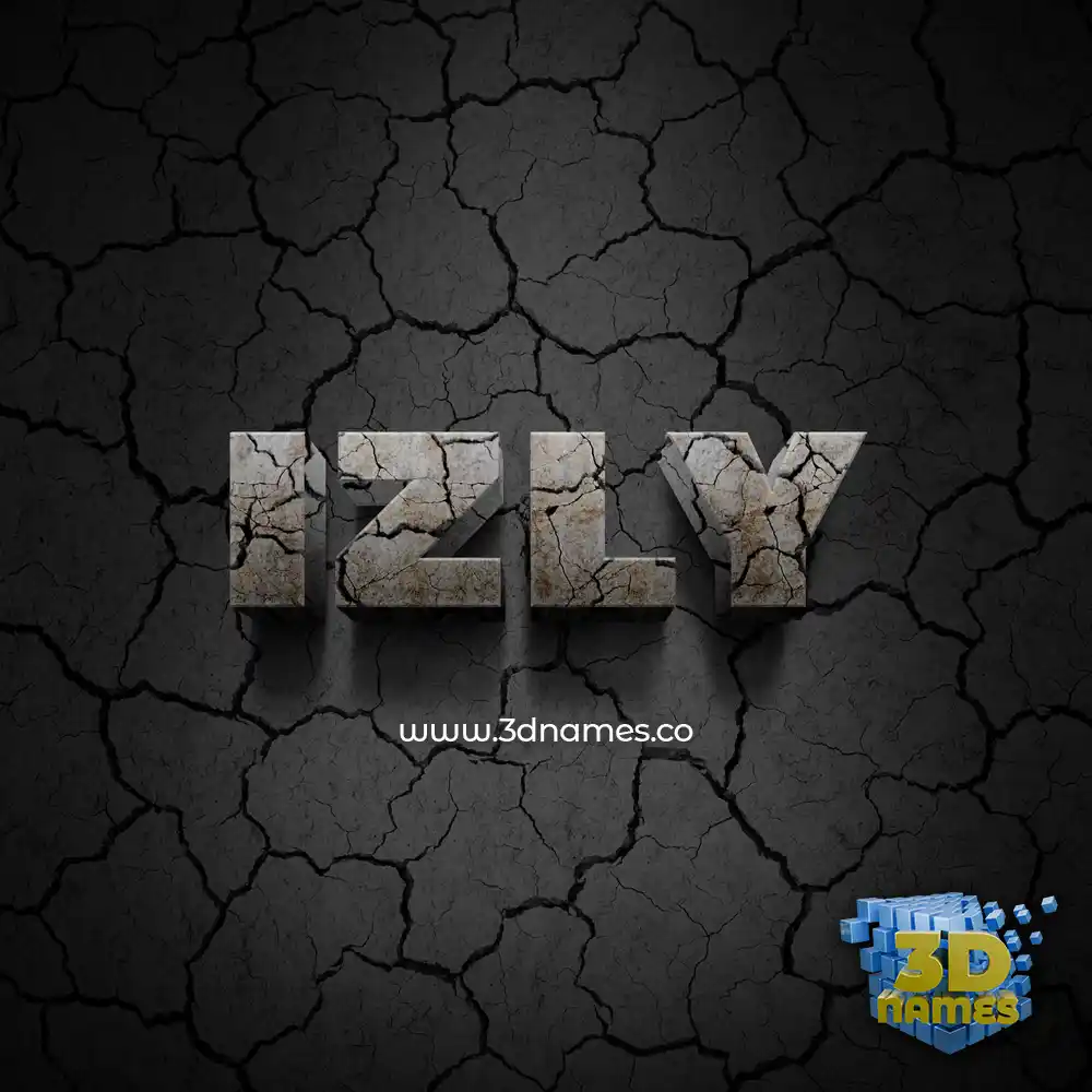 izly in Cracked Stone style - 3D name wallpaper