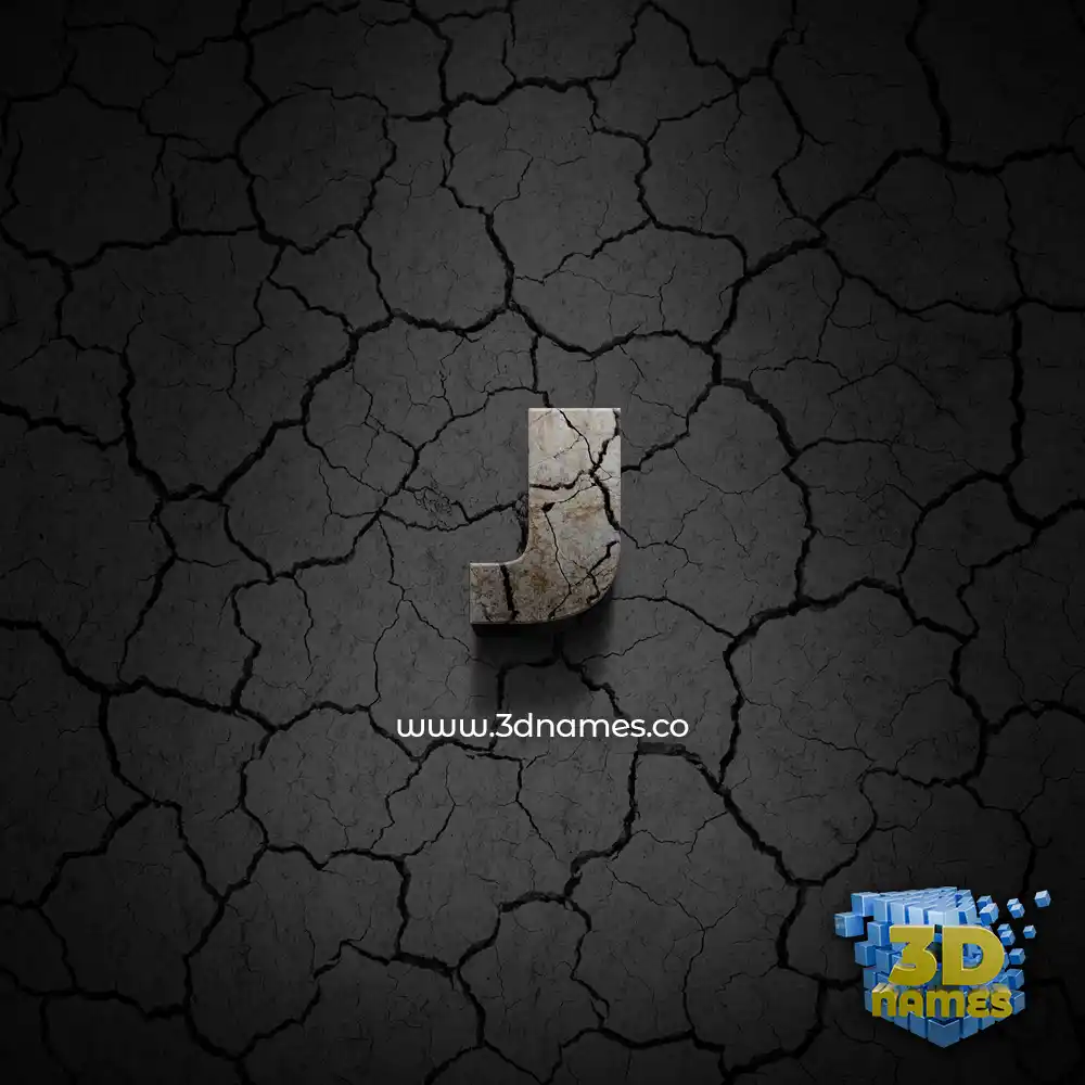j in Cracked Stone style - 3D name wallpaper