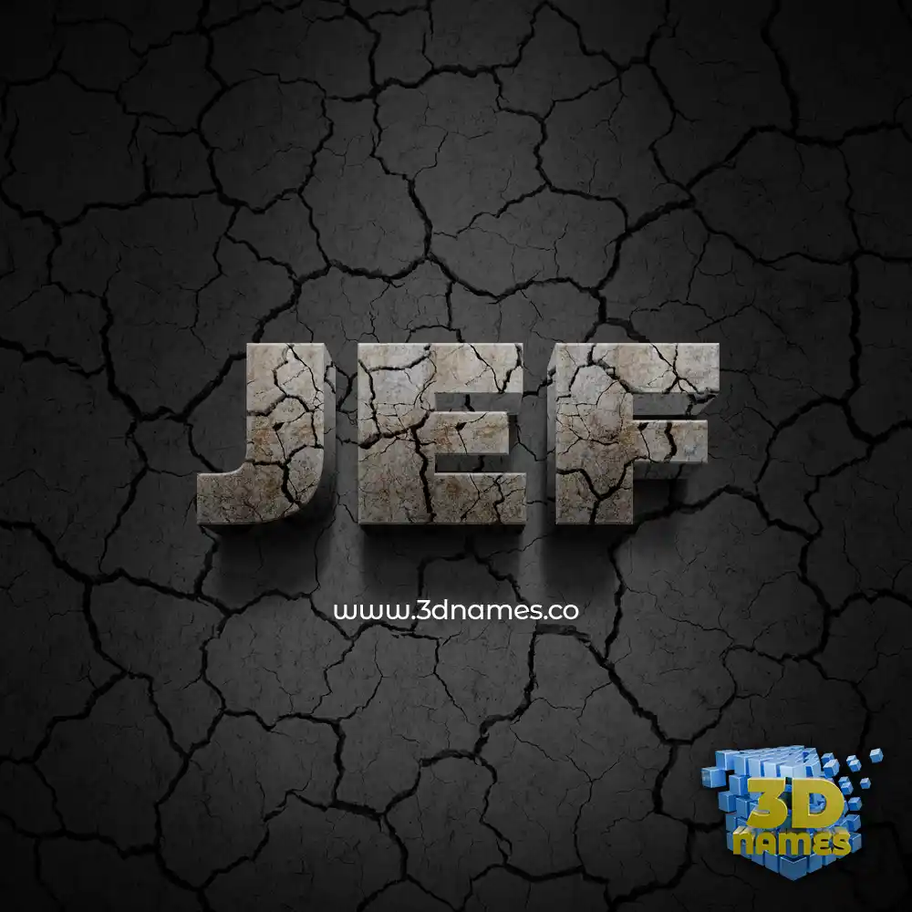 jef in Cracked Stone style - 3D name wallpaper