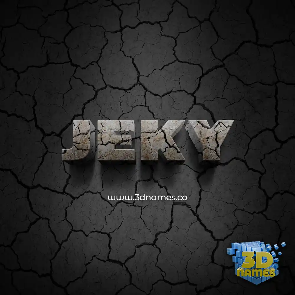 jeky in Cracked Stone style - 3D name wallpaper