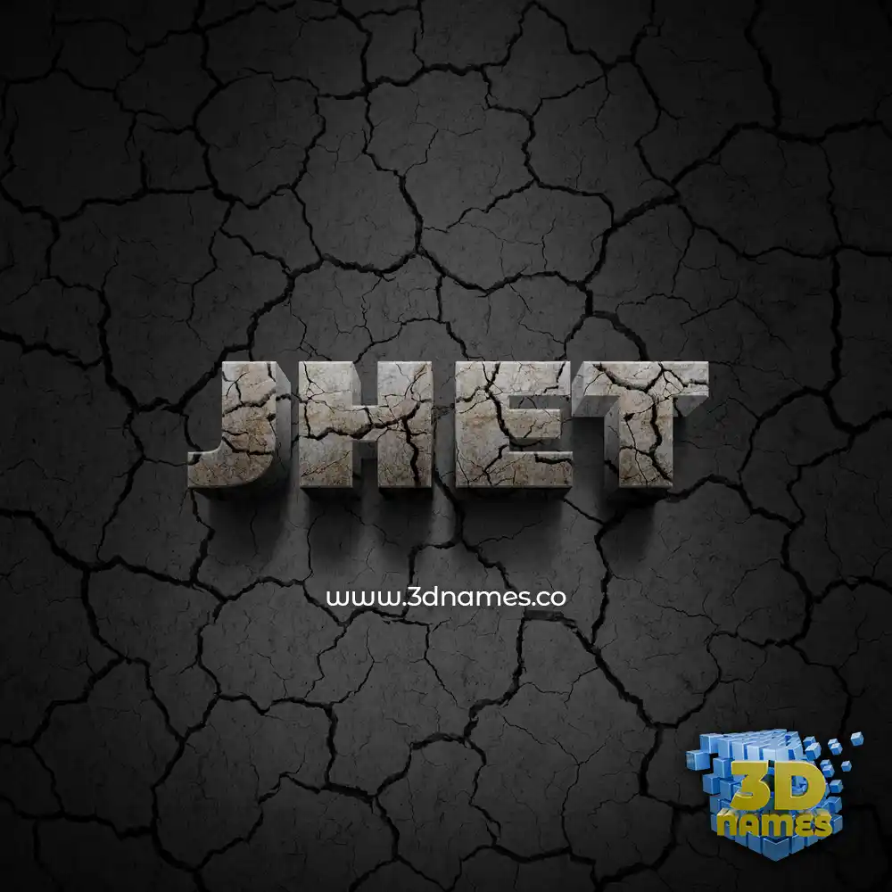 jhet in Cracked Stone style - 3D name wallpaper