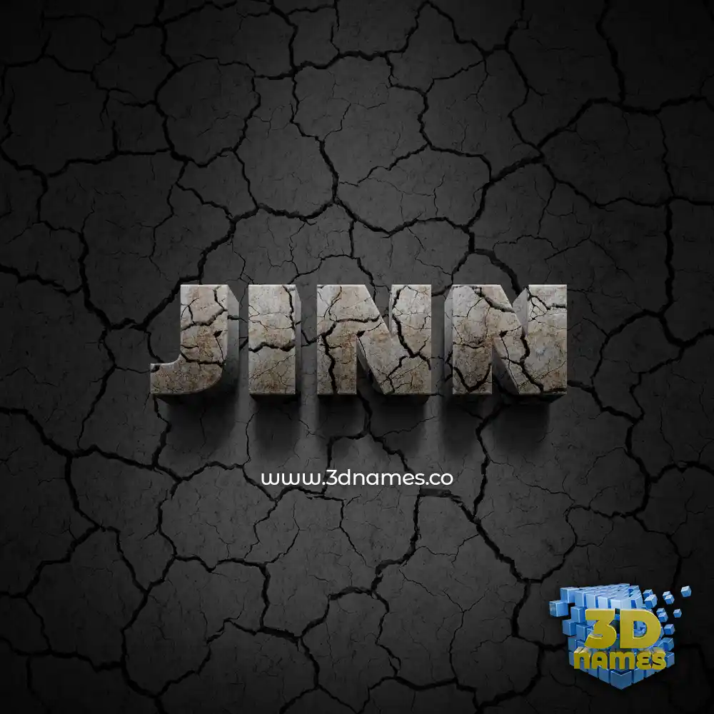 jinn in Cracked Stone style - 3D name wallpaper