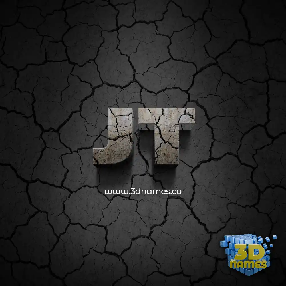 jt in Cracked Stone style - 3D name wallpaper