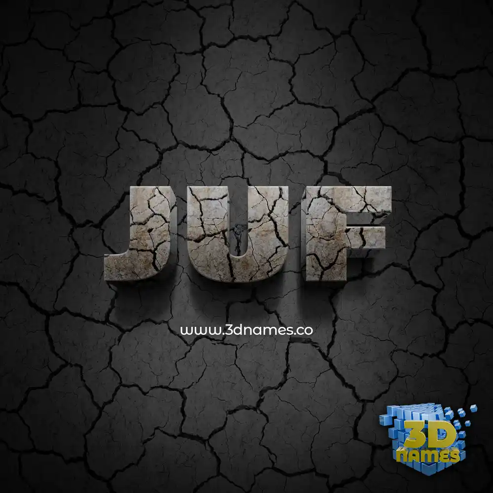 juf in Cracked Stone style - 3D name wallpaper