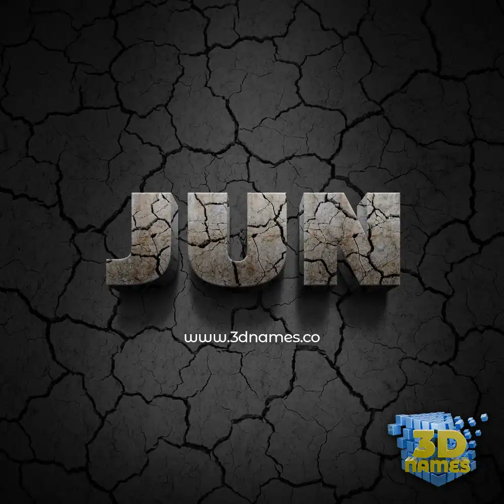 jun in Cracked Stone style - 3D name wallpaper