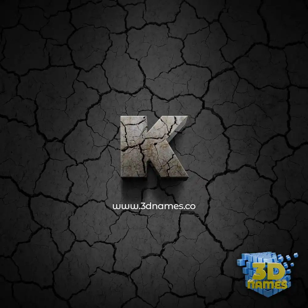 k in Cracked Stone style - 3D name wallpaper