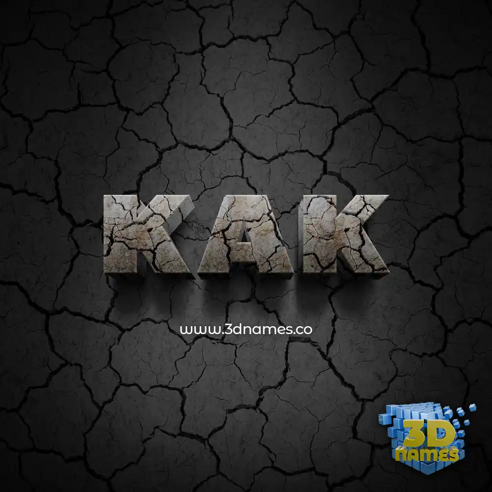 kak in Cracked Stone style - 3D name wallpaper
