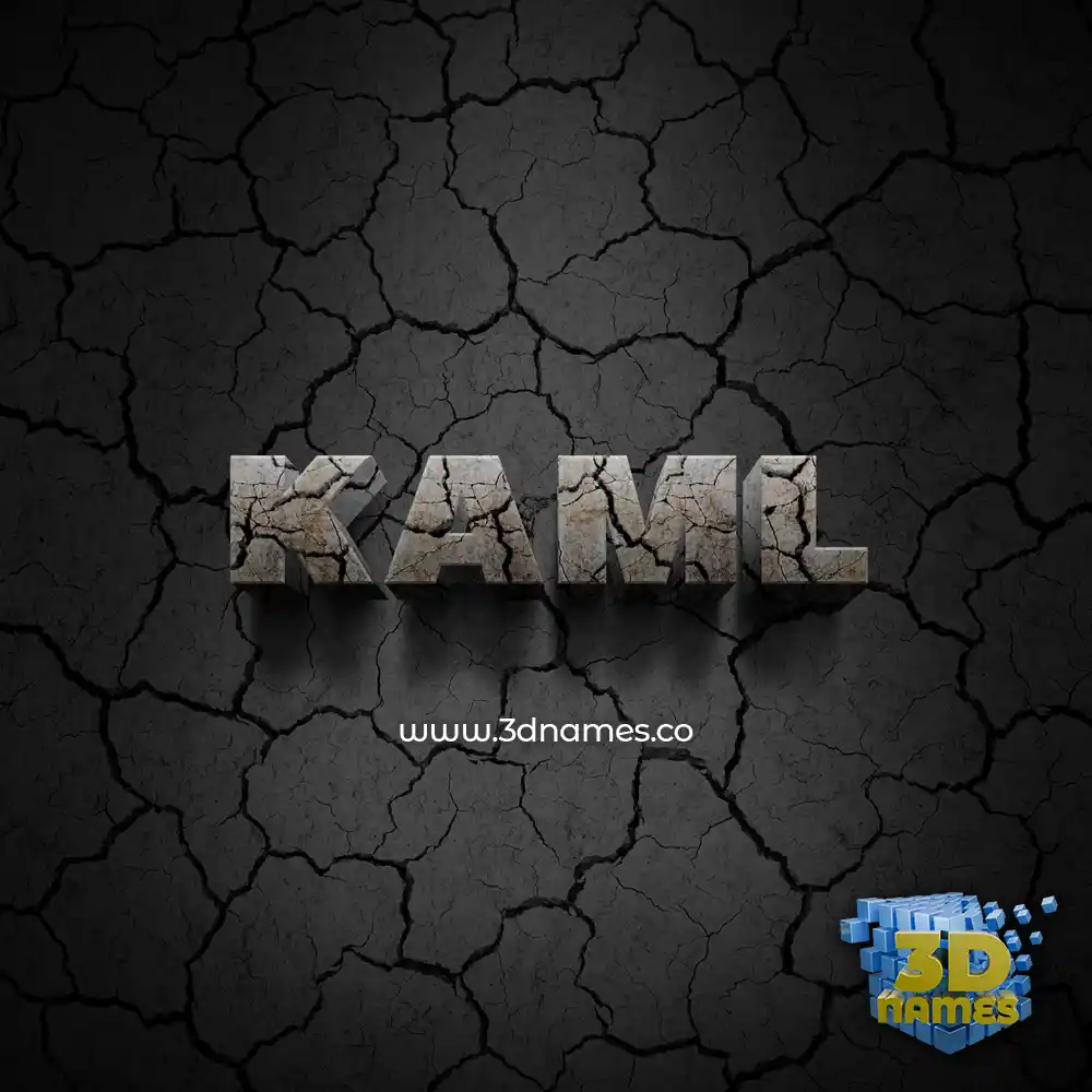 kaml in Cracked Stone style - 3D name wallpaper