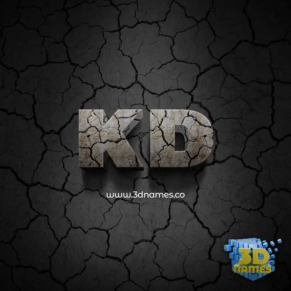 kd in Cracked Stone style - 3D name wallpaper