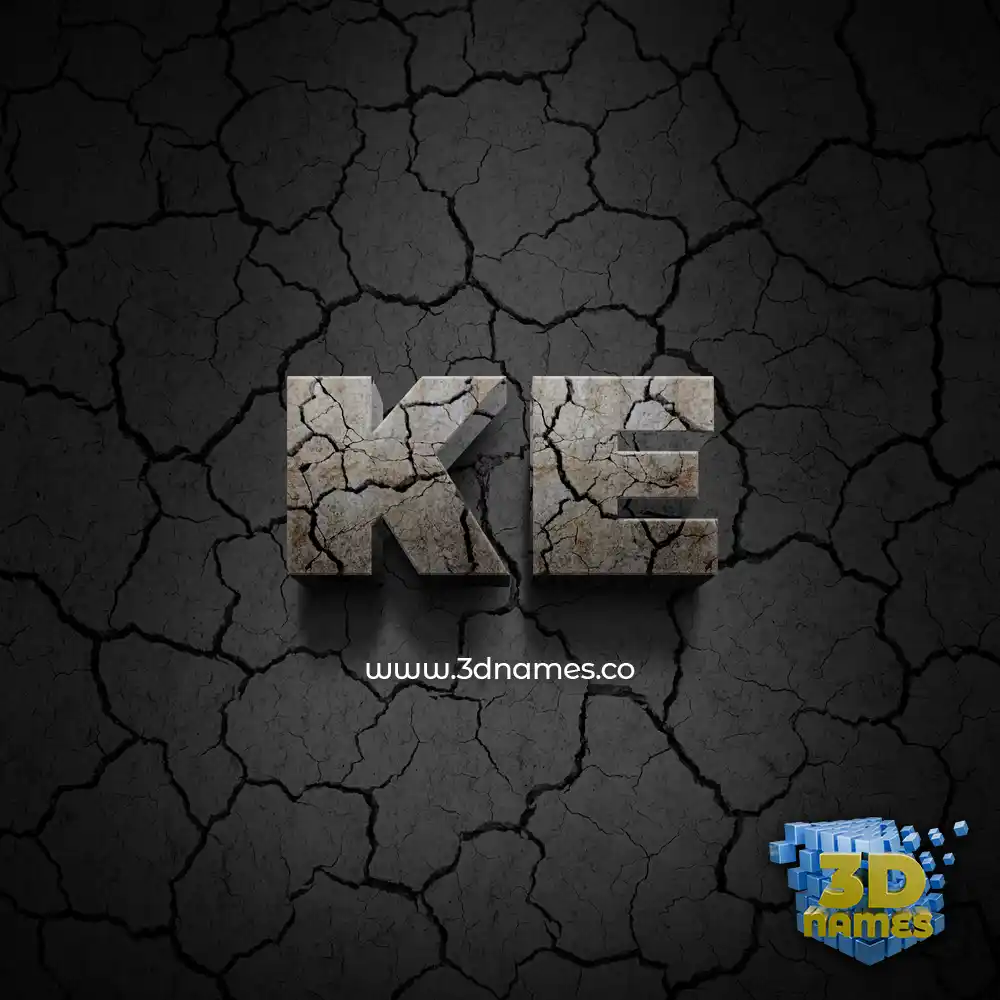 ke in Cracked Stone style - 3D name wallpaper