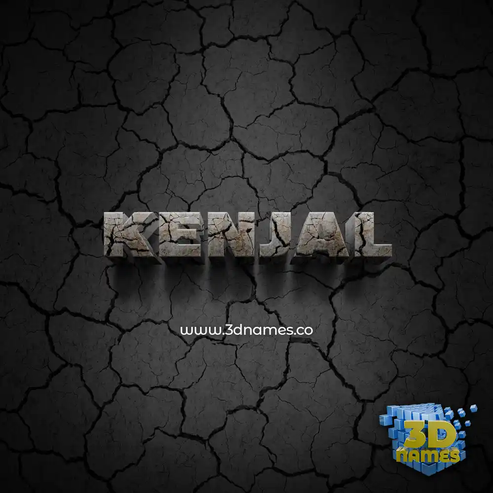 kenjal in Cracked Stone style - 3D name wallpaper