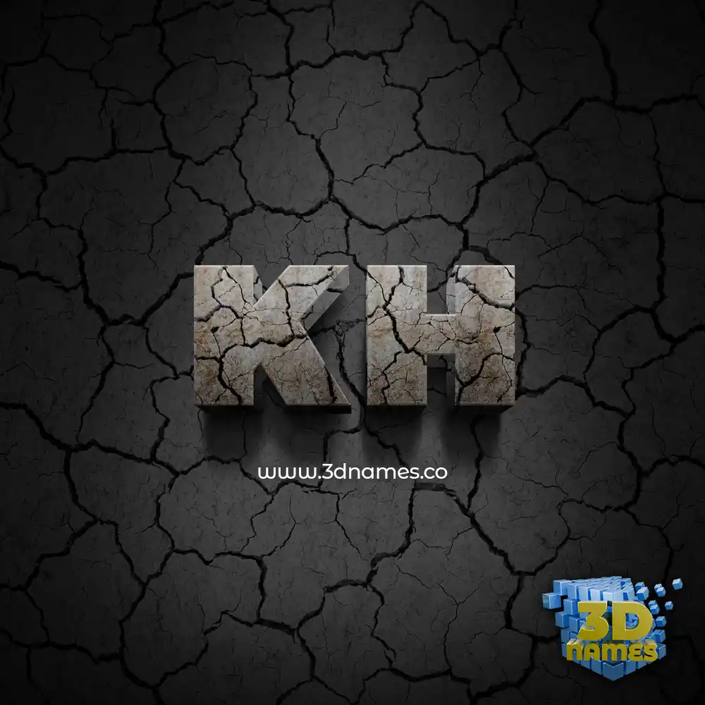 kh in Cracked Stone style - 3D name wallpaper