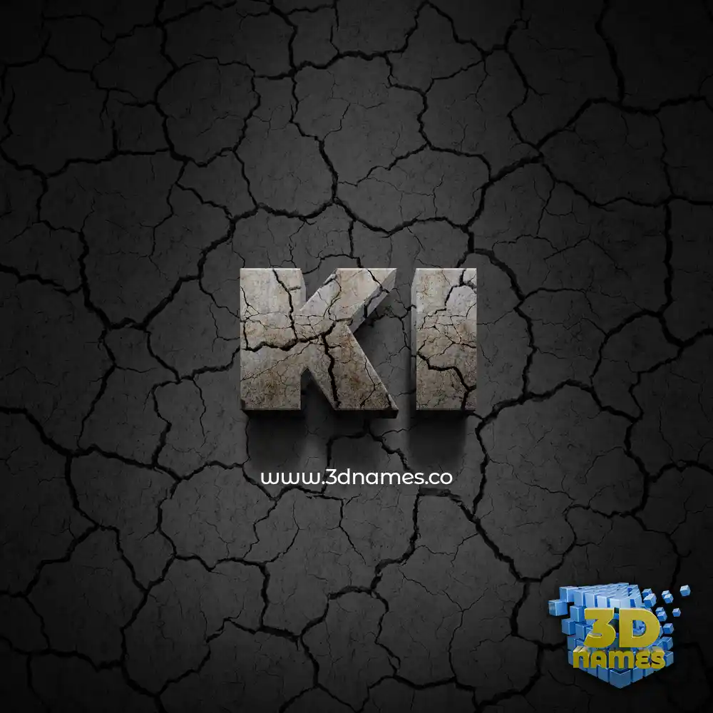 ki in Cracked Stone style - 3D name wallpaper