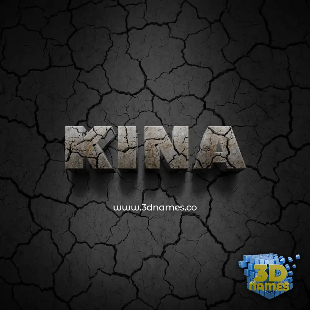 kina in Cracked Stone style - 3D name wallpaper