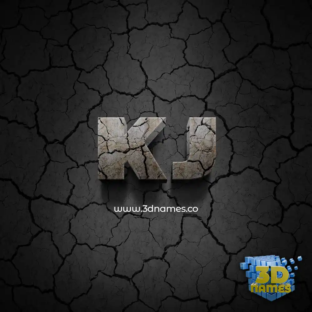 kj in Cracked Stone style - 3D name wallpaper