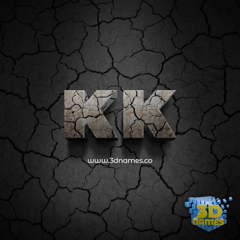 kk in Cracked Stone style - 3D name wallpaper
