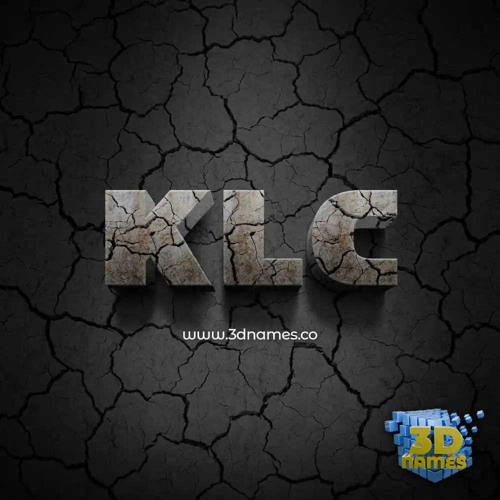 klc in Cracked Stone style - 3D name wallpaper