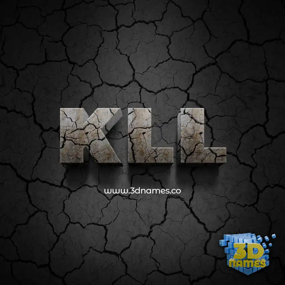 kll in Cracked Stone style - 3D name wallpaper
