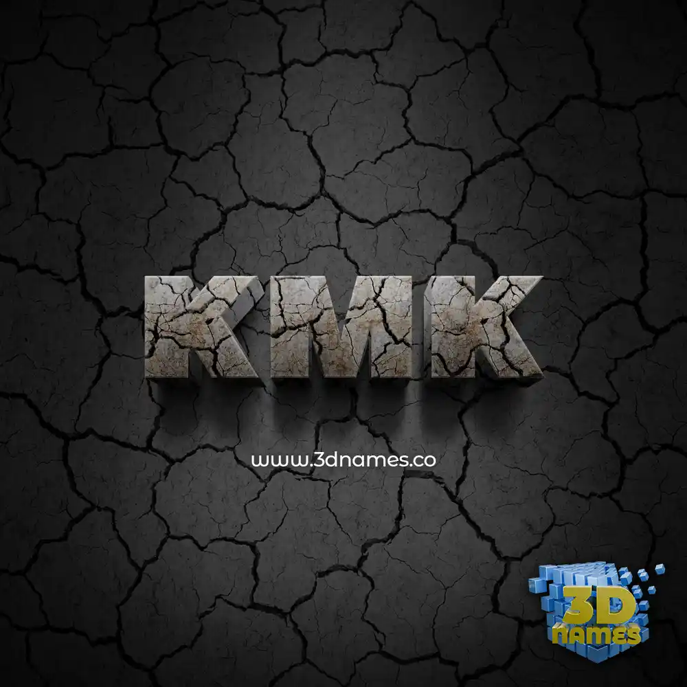 kmk in Cracked Stone style - 3D name wallpaper