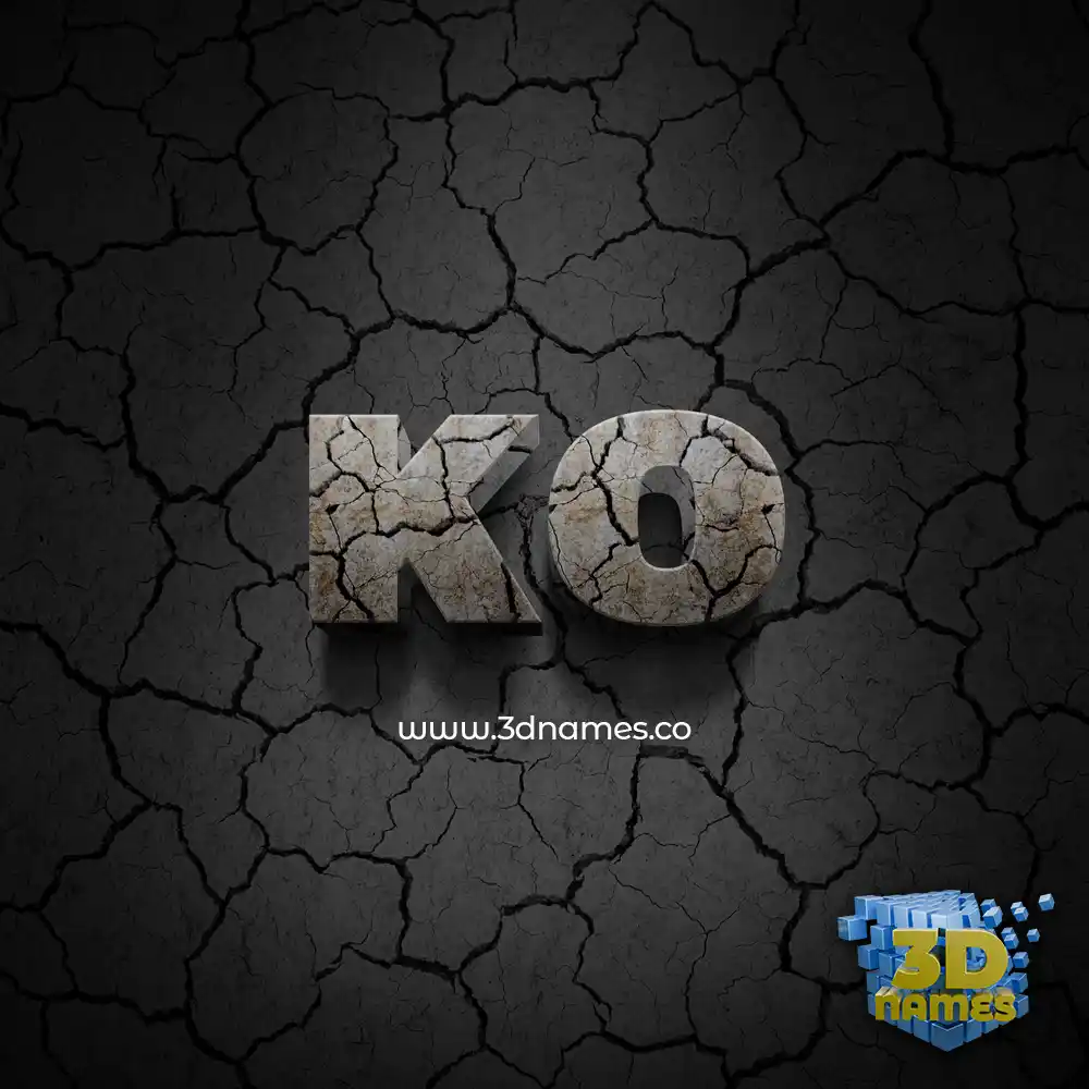 ko in Cracked Stone style - 3D name wallpaper