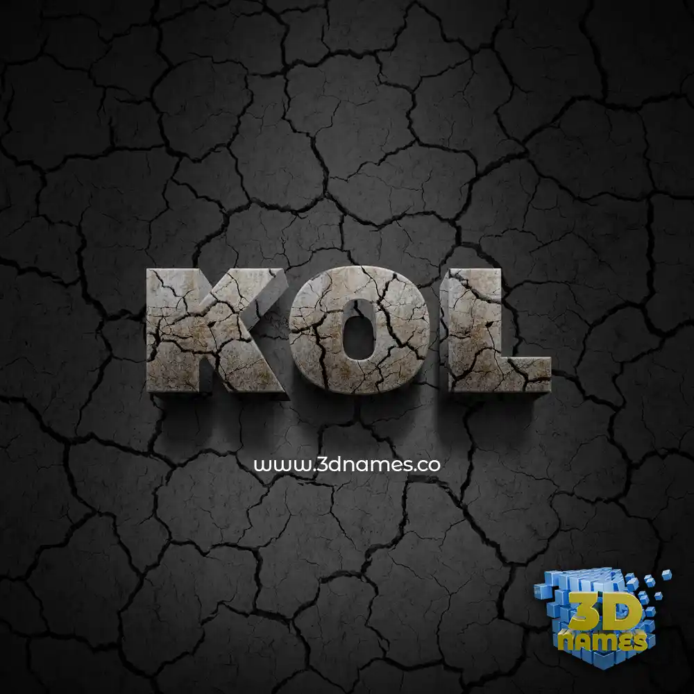 kol in Cracked Stone style - 3D name wallpaper