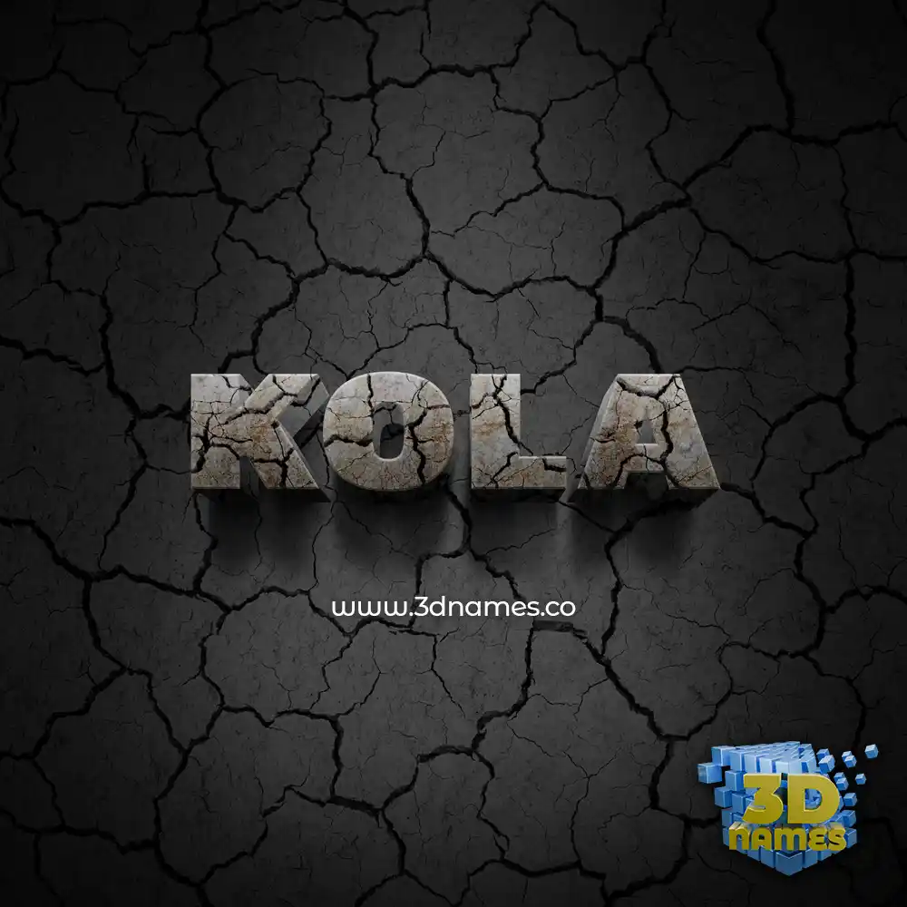 kola in Cracked Stone style - 3D name wallpaper