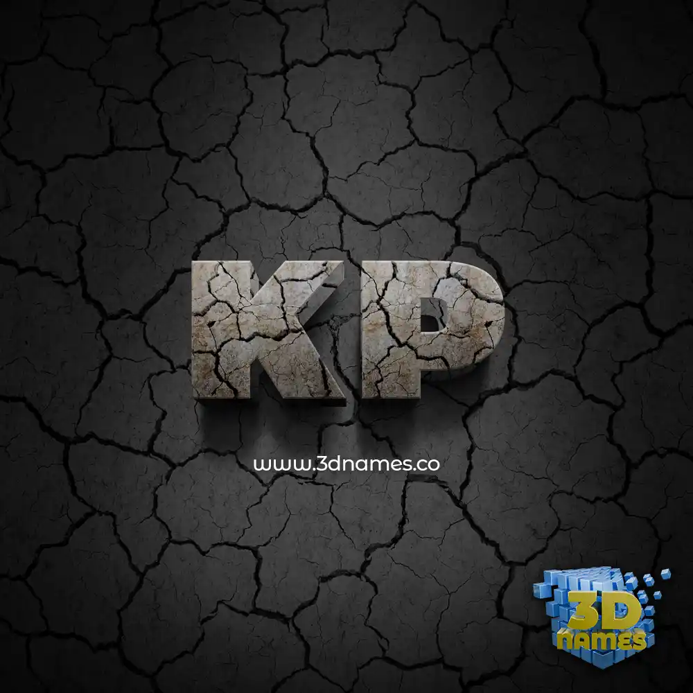 kp in Cracked Stone style - 3D name wallpaper