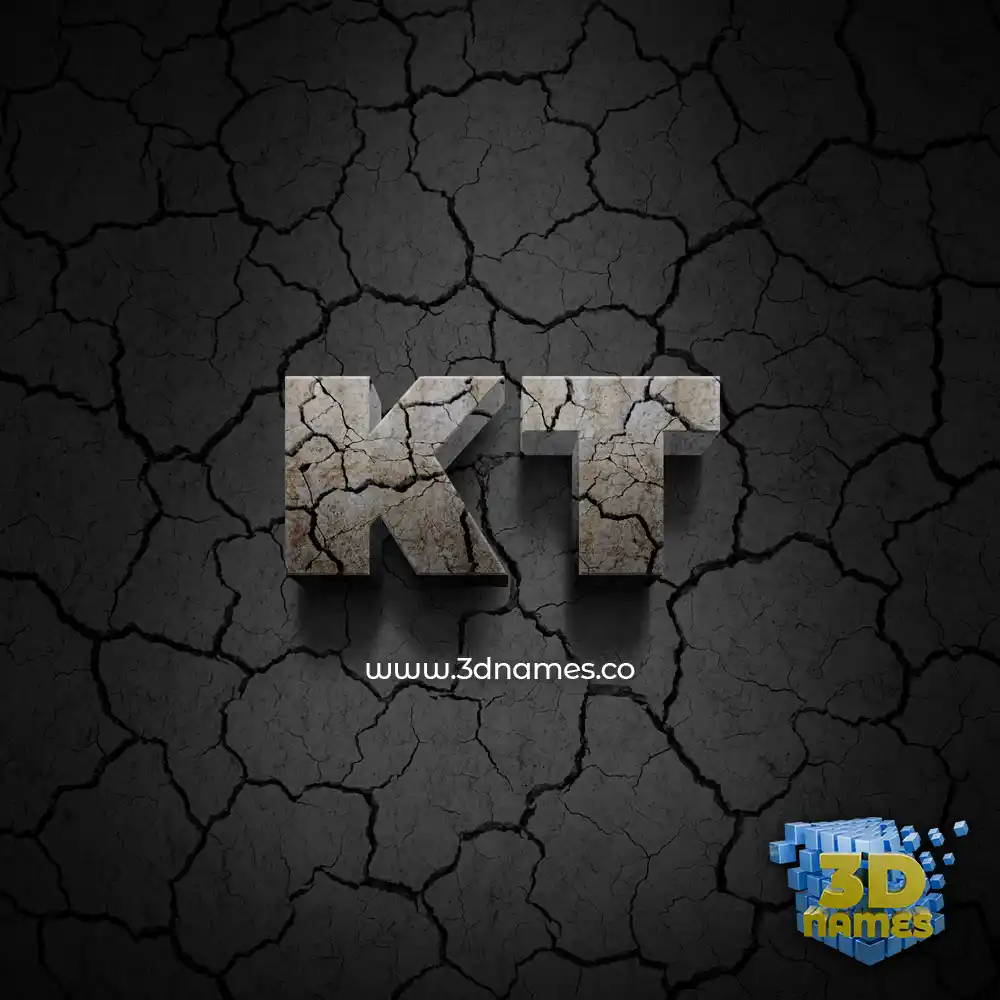 kt in Cracked Stone style - 3D name wallpaper