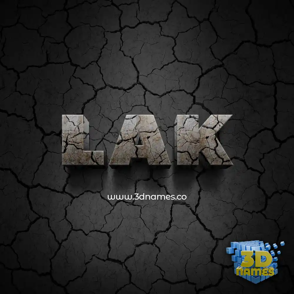 lak in Cracked Stone style - 3D name wallpaper