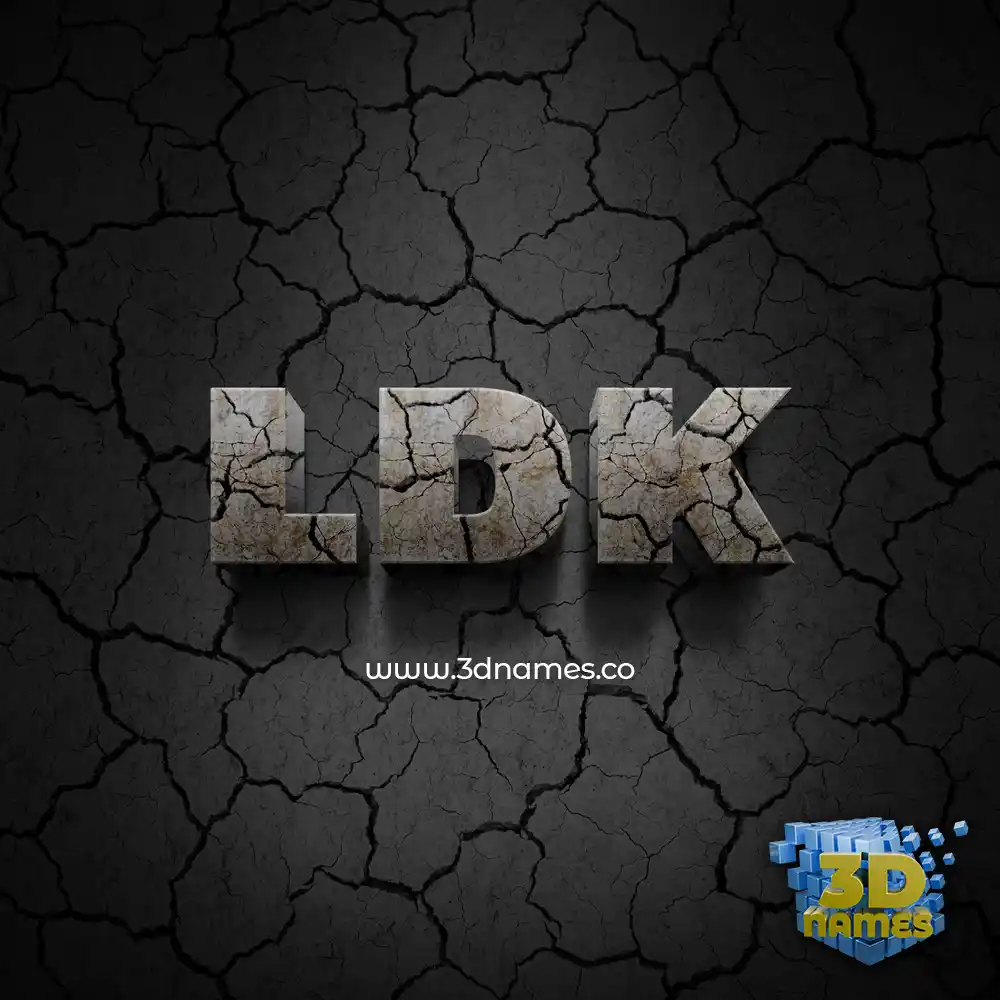 ldk in Cracked Stone style - 3D name wallpaper