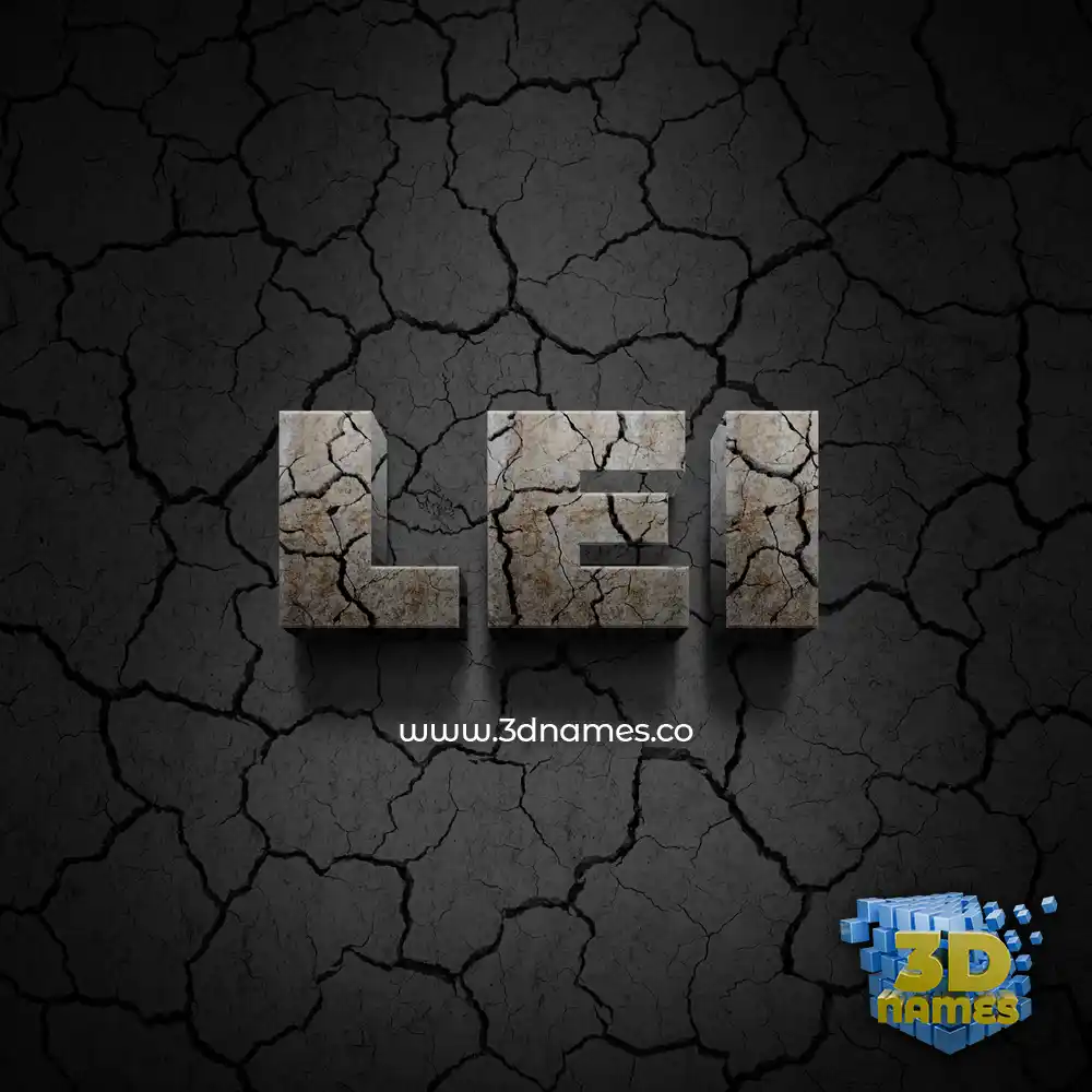 lei in Cracked Stone style - 3D name wallpaper