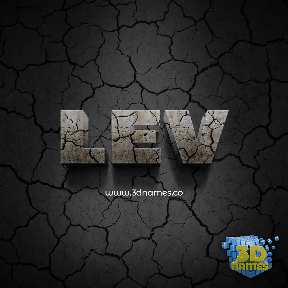 lev in Cracked Stone style - 3D name wallpaper