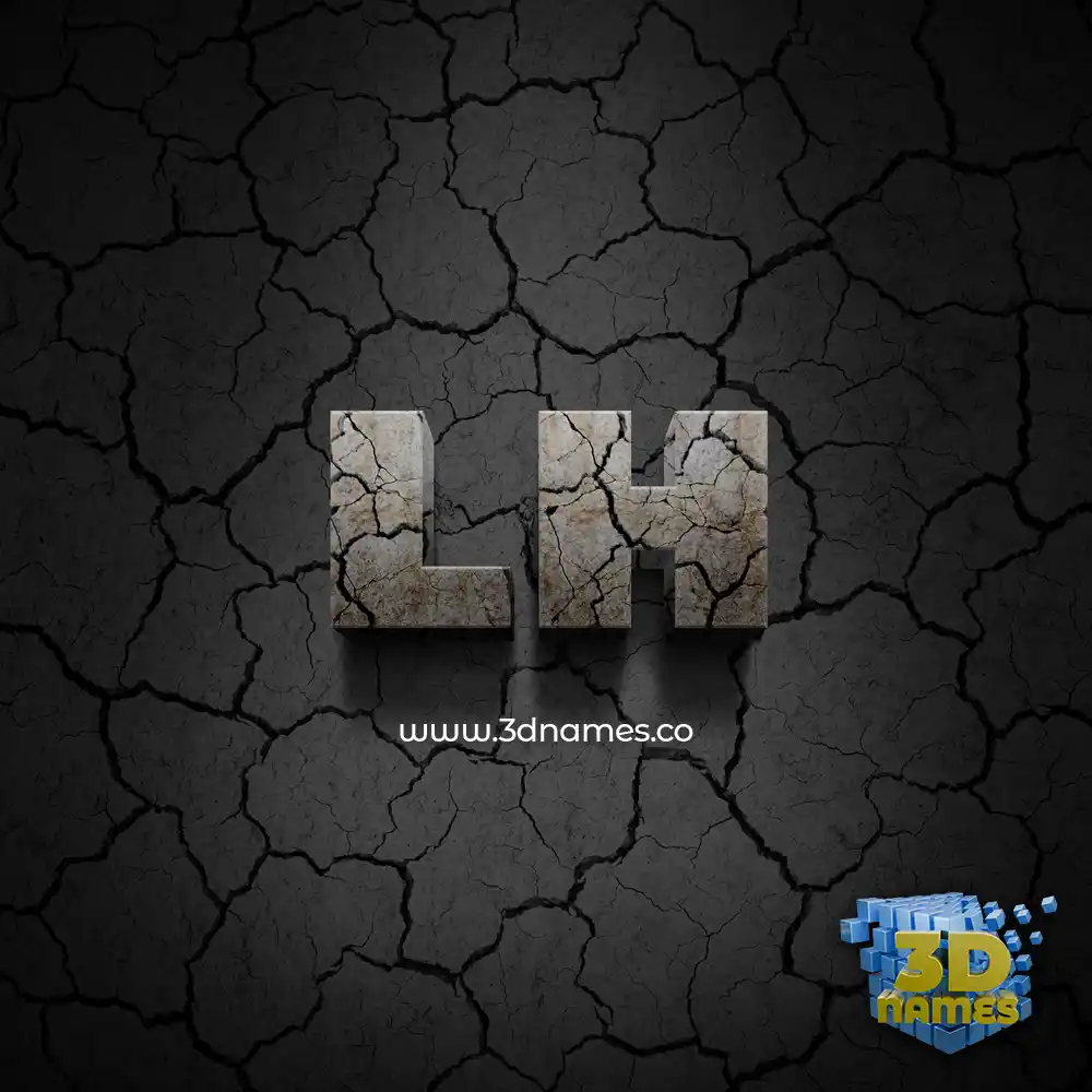 lh in Cracked Stone style - 3D name wallpaper