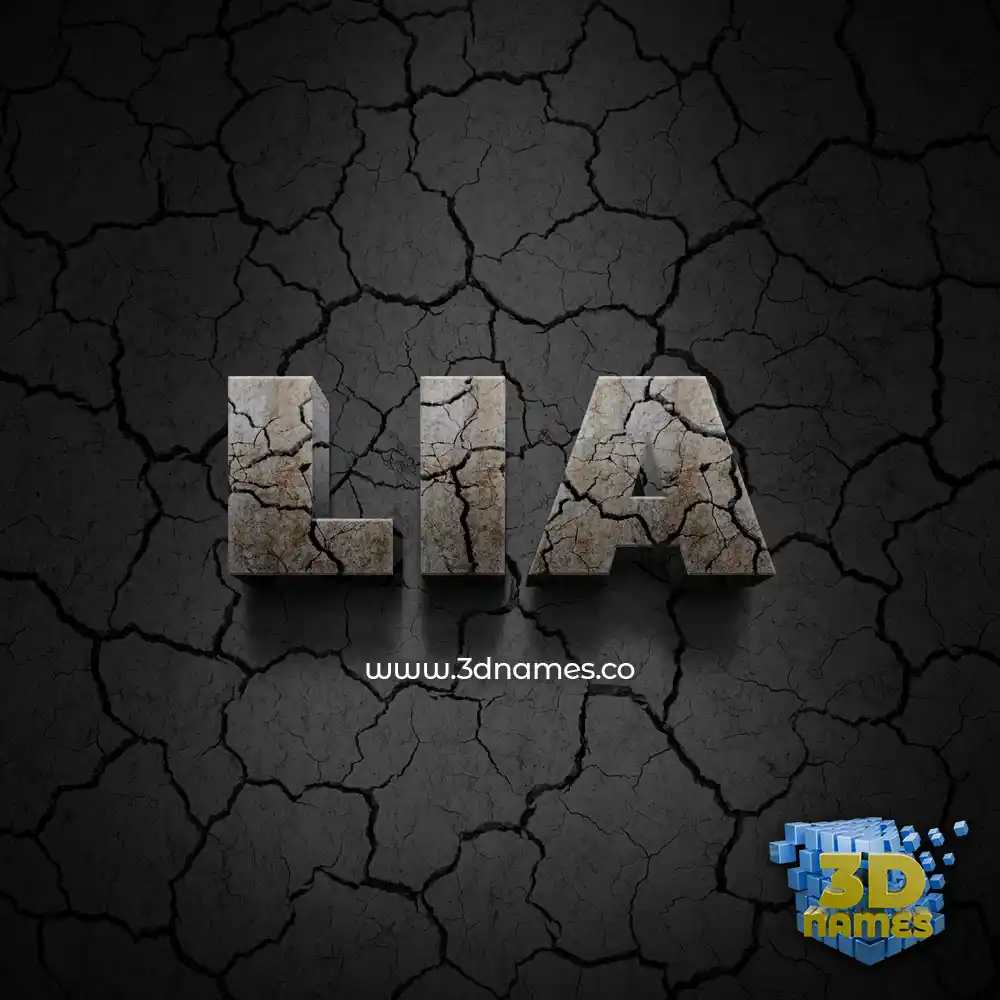 lia in Cracked Stone style - 3D name wallpaper