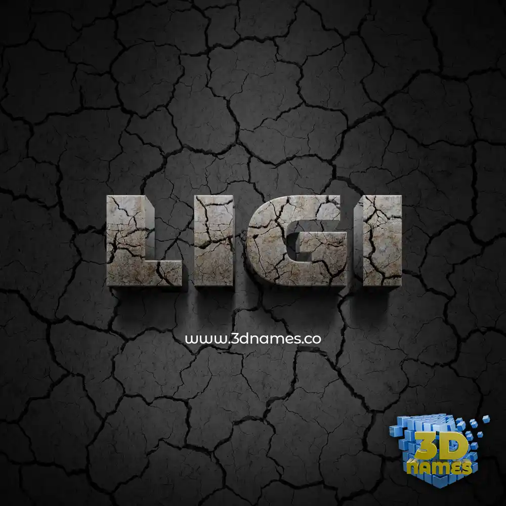 ligi in Cracked Stone style - 3D name wallpaper